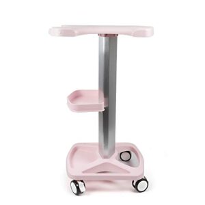 Beauty Trolley Cart with Wheels, Aluminum Alloy Salon Spa Rolling Trolley Cart, Esthetician Metal Trolley Cart for Beauty Salons Health Salons Hairdressers Load 33Lbs (Pink)