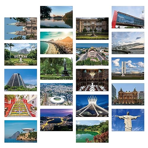 Dear Mapper Brazil City Landscape Postcards Pack 20pc/Set Postcards From Around The World Greeting Cards for Business World Travel Postcard for Mailing Decor Gift