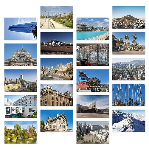 Dear Mapper Chile City Landscape Postcards Pack 20pc/Set Postcards From Around The World Greeting Cards for Business World Travel Postcard for Mailing Decor Gift