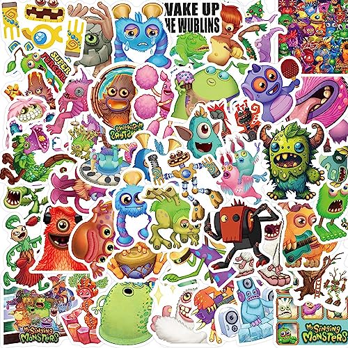 My Monster Singing Stickers for Mobile Phone Laptop Luggage Skateboard Box Tank Bucket Art Stickers Gifts for Your Kids Friends Lovers and Family On Christmas Children's Day