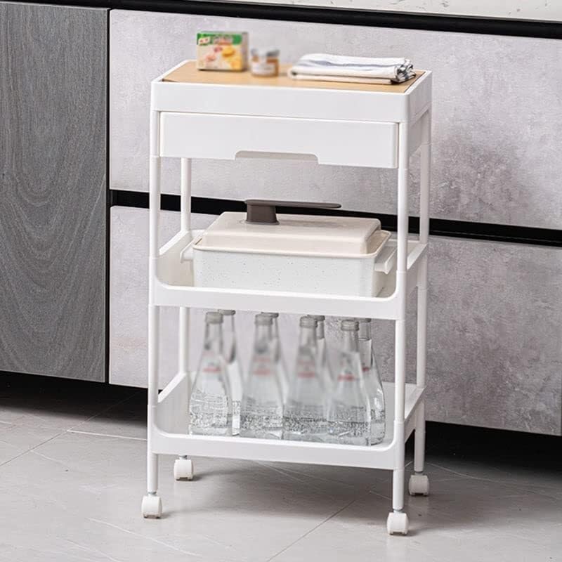 Storage Trolley Rolling Cart Utility Cart Kitchen Storage Cart With Drawers And Wheels Trolley Home Rolling Cart Storage Rack For Bathroom Kitchen Storage Cart Rolling Storage Cart ( Color : White , S