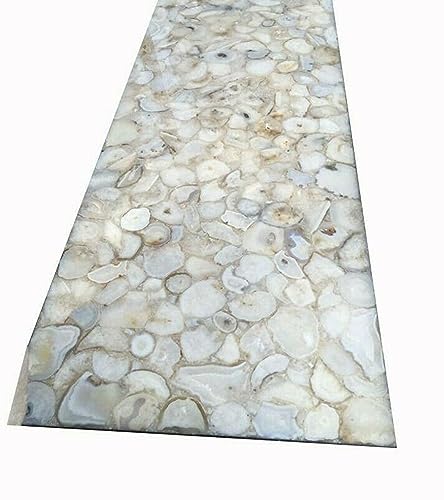 36 x 60 Inches Gemstone Resin Art Kitchen Back Splash Rectangle Shape White Marble Dining Table for Home Furniture Decor