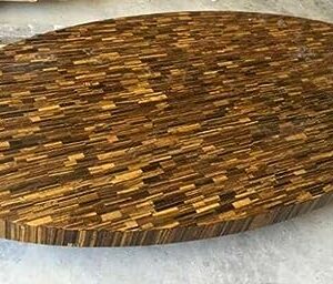 24 x 48 Inches Overlaid with Tiger Eye Stone Dining Table Top Marble Oval Shape Kitchen Table for Home Furniture Decor