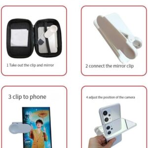 1Set-Smartphone Camera Mirror Reflection Clip Kit, Mirror of The Sky, Handheld Mirro, Applicable to All Mobile Phones, Easily Shoot Splendid Photos, Suitable for Travel and Easy to Carry (White)