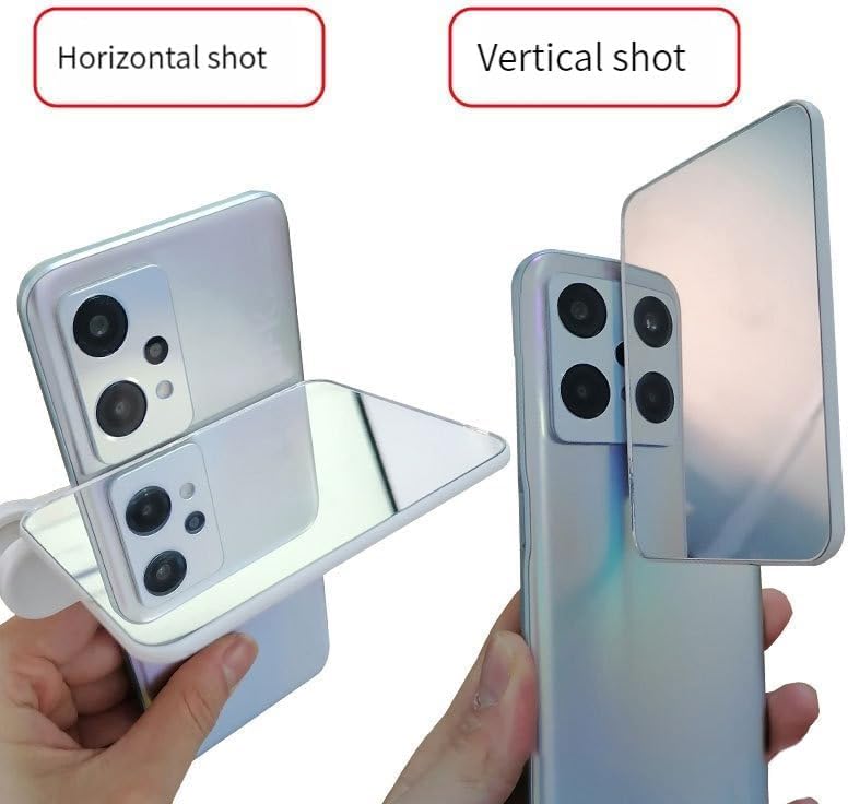 1Set-Smartphone Camera Mirror Reflection Clip Kit, Mirror of The Sky, Handheld Mirro, Applicable to All Mobile Phones, Easily Shoot Splendid Photos, Suitable for Travel and Easy to Carry (White)