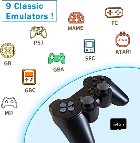 QISELF 10K+ Games Wireless Retro Game Console Classic Video Game Console 1080P HDMI Output All in One Game Console with 9 Emulators