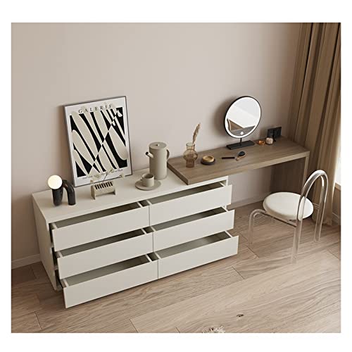 Dressing Table Bedroom Dressing Table Storage Cabinet Combination One Makeup Table Makeup Mirror Makeup Chair Set Removable Telescopic Mobile Cabinet Vanity Desk (Color : Square Stool, Size : 160cm