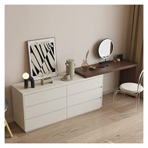 Dressing Table Bedroom Dressing Table Storage Cabinet Combination One Makeup Table Makeup Mirror Makeup Chair Set Removable Telescopic Mobile Cabinet Vanity Desk (Color : Square Stool, Size : 160cm