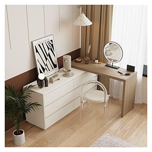 Dressing Table Bedroom Dressing Table Storage Cabinet Combination One Makeup Table Makeup Mirror Makeup Chair Set Removable Telescopic Mobile Cabinet Vanity Desk (Color : Square Stool, Size : 160cm