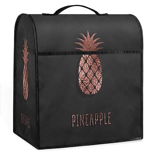 Rose Gold Pineapple Pattern Stand Mixer Cover Compatible with 6-8 Quart Mixer Fits All Tilt Head & Bowl Lift Kitchen Coffee Machine Dust Cover with Pockets for Accessories