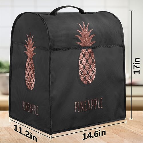 Rose Gold Pineapple Pattern Stand Mixer Cover Compatible with 6-8 Quart Mixer Fits All Tilt Head & Bowl Lift Kitchen Coffee Machine Dust Cover with Pockets for Accessories