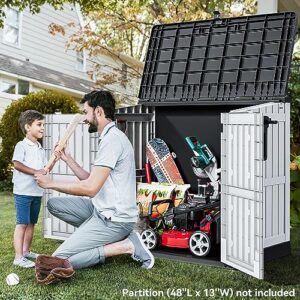 YITAHOME 36 cu ft Resin Outdoor Storage Shed, Weather-Resistant Horizontal Tool Shed, Waterproof Outdoor Storage with Lockable Doors & Air Vent for Trash Cans, Garden Tools (Light Gray)