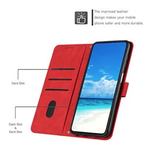 Kainevy for Infinix Hot 30i Case Wallet Black with Lanyard Durable Leather Case for Infinix Hot 30i Phone Case with Card Holder Buckle Flip Design Protective Cover for Womem Men (Red)