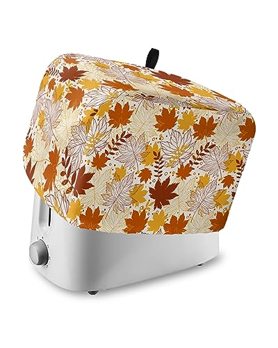 Toaster Dust Cover for Kitchen 2 Slice, Fall Thanksgiving Orange Maple Leaves Texture Bread Maker Cover Toasters Covers for Fingerprint Protector Washable Kitchen Small Appliance Cover (12x7.5x8in)