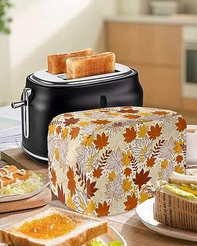 Toaster Dust Cover for Kitchen 2 Slice, Fall Thanksgiving Orange Maple Leaves Texture Bread Maker Cover Toasters Covers for Fingerprint Protector Washable Kitchen Small Appliance Cover (12x7.5x8in)