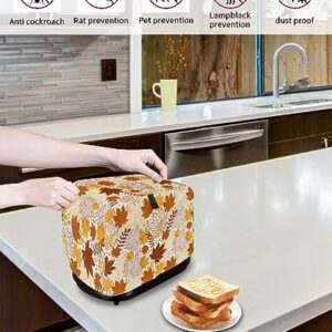 Toaster Dust Cover for Kitchen 2 Slice, Fall Thanksgiving Orange Maple Leaves Texture Bread Maker Cover Toasters Covers for Fingerprint Protector Washable Kitchen Small Appliance Cover (12x7.5x8in)