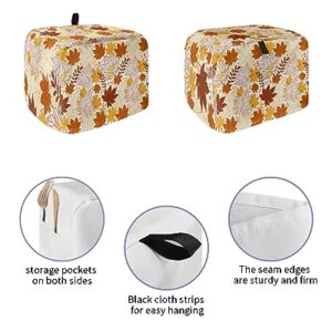 Toaster Dust Cover for Kitchen 2 Slice, Fall Thanksgiving Orange Maple Leaves Texture Bread Maker Cover Toasters Covers for Fingerprint Protector Washable Kitchen Small Appliance Cover (12x7.5x8in)
