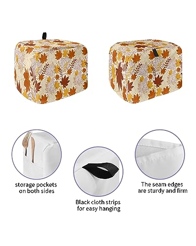 Toaster Dust Cover for Kitchen 2 Slice, Fall Thanksgiving Orange Maple Leaves Texture Bread Maker Cover Toasters Covers for Fingerprint Protector Washable Kitchen Small Appliance Cover (12x7.5x8in)