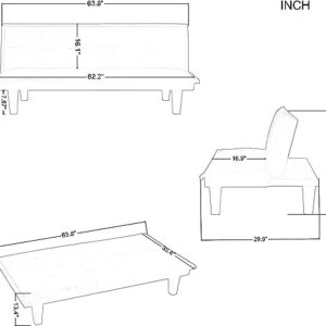 LCH Convertible Folding Sofa Bed, Futon Sofabed with 3 Adjustable Positions for Living Room, Home, 63.8” x29.9”x 28.3”, Black