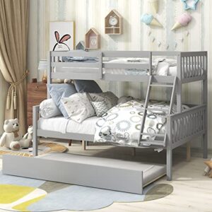 deyobed twin over full convertible wooden bunk bed with trundle - versatile bedding solution for kids, teens, and adults, maximizing space and comfort in bedrooms