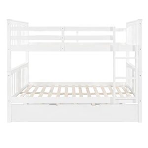 DEYOBED Full Over Full Wooden Bunk Bed with Trundle - Suitable for Kids, Teens, and Adults, Maximizing Space and Comfort in Bedrooms