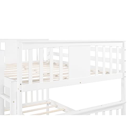 DEYOBED Full Over Full Wooden Bunk Bed with Trundle - Suitable for Kids, Teens, and Adults, Maximizing Space and Comfort in Bedrooms