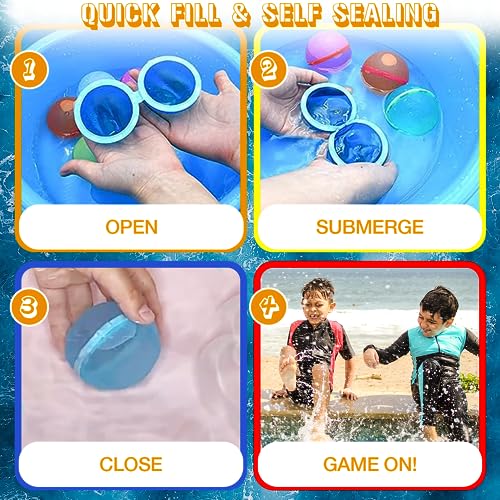 CALLIDUS Reusable Water Balloons, Latex-Free Silicone Water Bomb with Mesh Bag, Self-Sealing Water Bomb for Kids and Adults, Outdoor Activities Water Games, Popular Pool Toys (6 Pack)