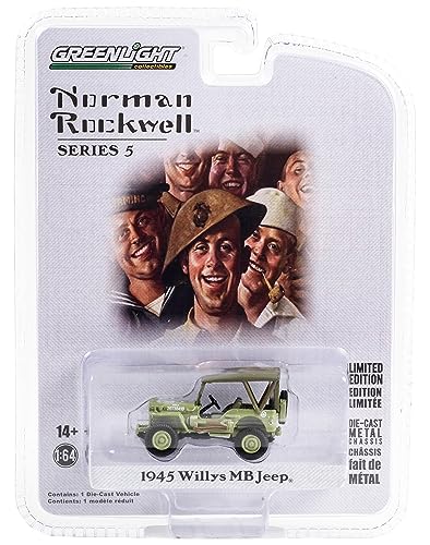 1945 Willys MB Light Green U.S. Army Norman Rockwell Series 5 1/64 Diecast Model Car by Greenlight 54080B