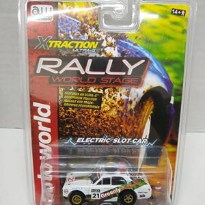 Auto World SC393-1A Rally World Stage 1975 Escort HO Scale Electric Slot Car - White with Graphics