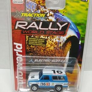 Auto World SC393-4A Rally World Stage 1977 Blazer HO Scale Electric Slot Car - Blue and White