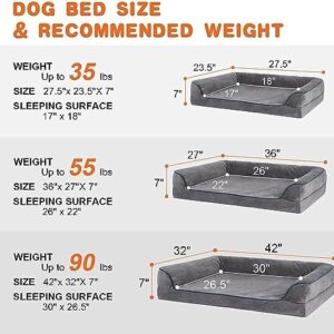 Sicilaien Dog Beds for Extra Large Dogs, Orthopedic Sofa Dog Bed with Removable Washable Cover&Nonskid Bottom, 7" Thick Head and Neck Support Dog Ded for Comfortable Sleep