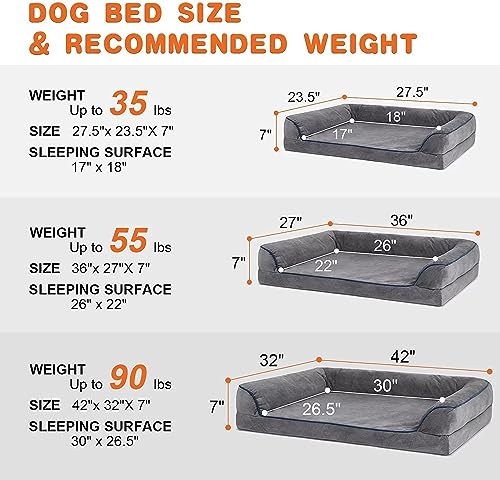 Sicilaien Dog Beds for Extra Large Dogs, Orthopedic Sofa Dog Bed with Removable Washable Cover&Nonskid Bottom, 7" Thick Head and Neck Support Dog Ded for Comfortable Sleep