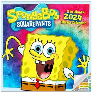spongebob squarepants calendar 2024 - deluxe 2024 spongebob wall calendar bundle with over 100 calendar stickers (spongebob gifts, office supplies)
