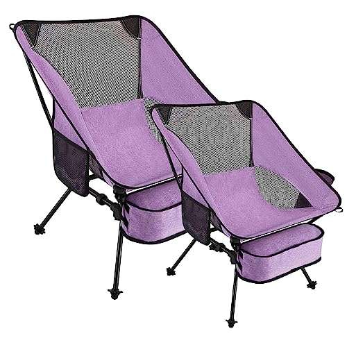 LLCJYYCY Compact Folding Chair Outdoor 2023 Ultralight Camping Chair Portable Backpack Folding Chairs for Outside Beach Lawn Hiking Travel 350 lbs - 2pcs Purple