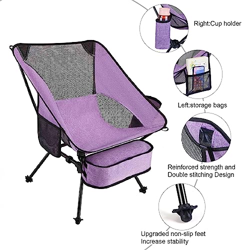 LLCJYYCY Compact Folding Chair Outdoor 2023 Ultralight Camping Chair Portable Backpack Folding Chairs for Outside Beach Lawn Hiking Travel 350 lbs - 2pcs Purple