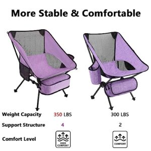 LLCJYYCY Compact Folding Chair Outdoor 2023 Ultralight Camping Chair Portable Backpack Folding Chairs for Outside Beach Lawn Hiking Travel 350 lbs - 2pcs Purple