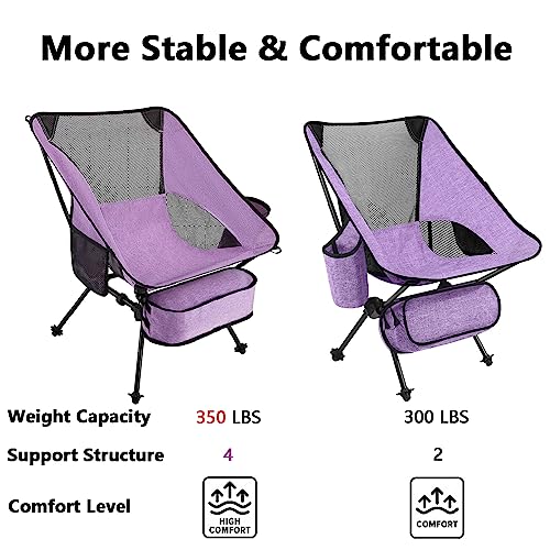 LLCJYYCY Compact Folding Chair Outdoor 2023 Ultralight Camping Chair Portable Backpack Folding Chairs for Outside Beach Lawn Hiking Travel 350 lbs - 2pcs Purple