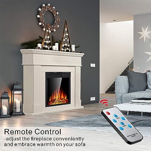 Xbeauty 44" Electric Fireplace with Mantel Package Freestanding Fireplace Heater Corner Firebox with Log & Remote Control,750-1500W,(White)