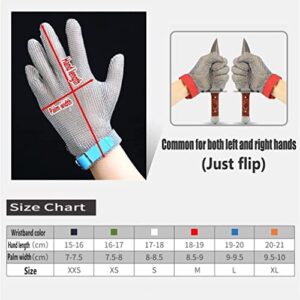 UANGLI Anti-cut Gloves Cut-resistant Stainless Steel Gloves, Food Grade Safety Metal Hinge Gloves, Common For Both Left And Right Hands (Size : XS)