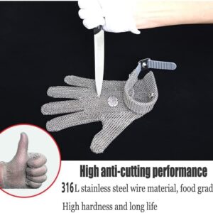 UANGLI Anti-cut Gloves Cut-resistant Stainless Steel Gloves, Food Grade Safety Metal Hinge Gloves, Common For Both Left And Right Hands (Size : XS)
