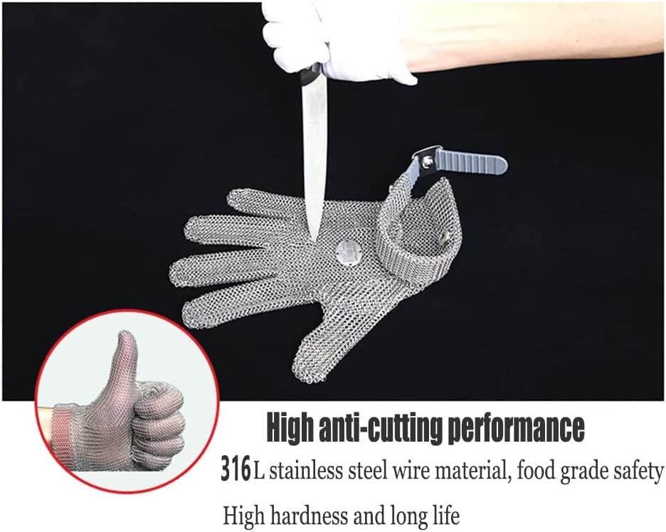 UANGLI Anti-cut Gloves Cut-resistant Stainless Steel Gloves, Food Grade Safety Metal Hinge Gloves, Common For Both Left And Right Hands (Size : XS)