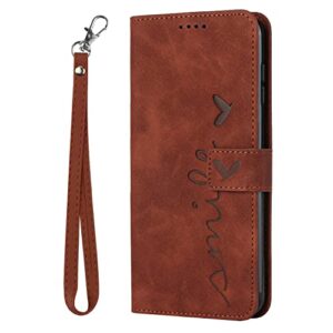 Kainevy for Infinix Note 12 5G Case Wallet Black with Lanyard Durable Leather Case for Infinix Note 12 5G Phone Case with Card Holder Buckle Flip Design Protective Cover for Womem Men (Brown)