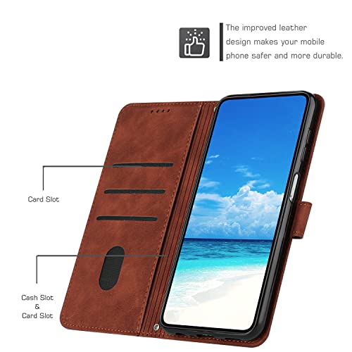 Kainevy for Infinix Note 12 5G Case Wallet Black with Lanyard Durable Leather Case for Infinix Note 12 5G Phone Case with Card Holder Buckle Flip Design Protective Cover for Womem Men (Brown)