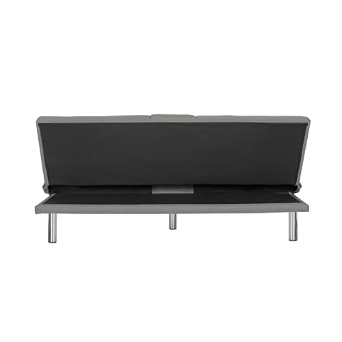 Verfur Convertible Futon Bed with Cupholders,Modern Upholstered Loveseat Sleeper, Folding Lounge Recliner Comfy Sofa & Couches Sofabed, Light Gray 66.2" Linen