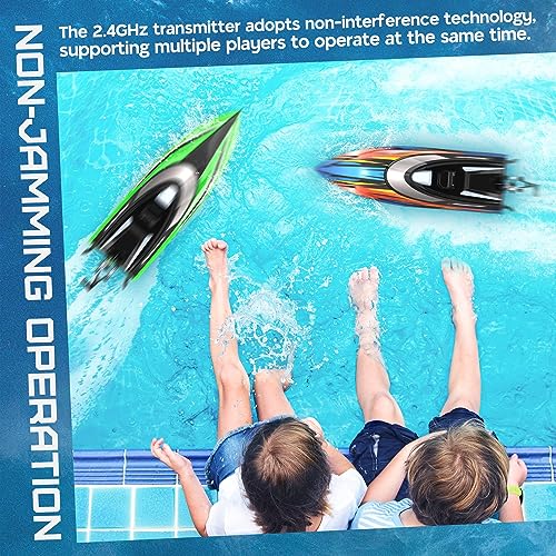 ALPHAREV RC Boat with Case R308 20+ MPH Fast Remote Control Boat for Pools and Lakes, 2.4 GHZ RC Boats for Adults and Kids with Rechargeable Battery