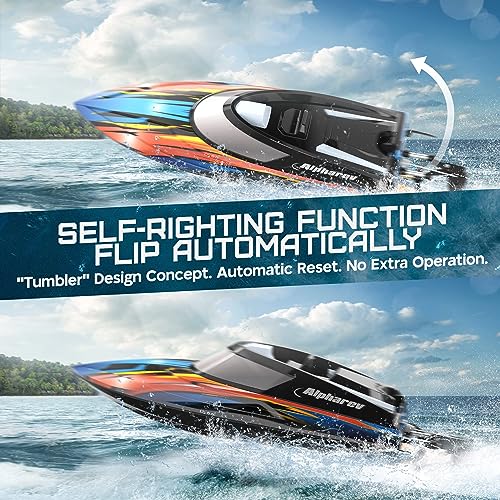 ALPHAREV RC Boat with Case R308 20+ MPH Fast Remote Control Boat for Pools and Lakes, 2.4 GHZ RC Boats for Adults and Kids with Rechargeable Battery