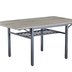 AMNOOL Folding Dining Table 1.2 Inch Thick Table Top Rectangle Retractable Dining Table with 2 Drop Leaves Adjustable Legs Desk Game Table for Dining Room Living Room Small Space (Grey)