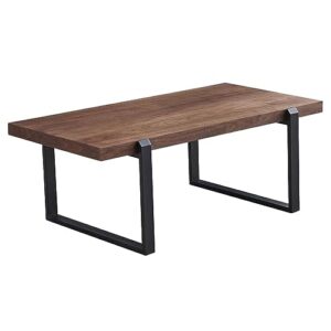 wooden coffee table end table modern cocktail table natural wood center table for living room industrial metal farmhouse solid real wooden tea table (23.62"×51.18"×17.71")