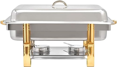 Single Pan Buffet Server, Chafing Dish Buffet Set, Portable Stainless Steel Food Warmer, Chafing Dish Set Perfect for Catering, Parties, Events and Holiday