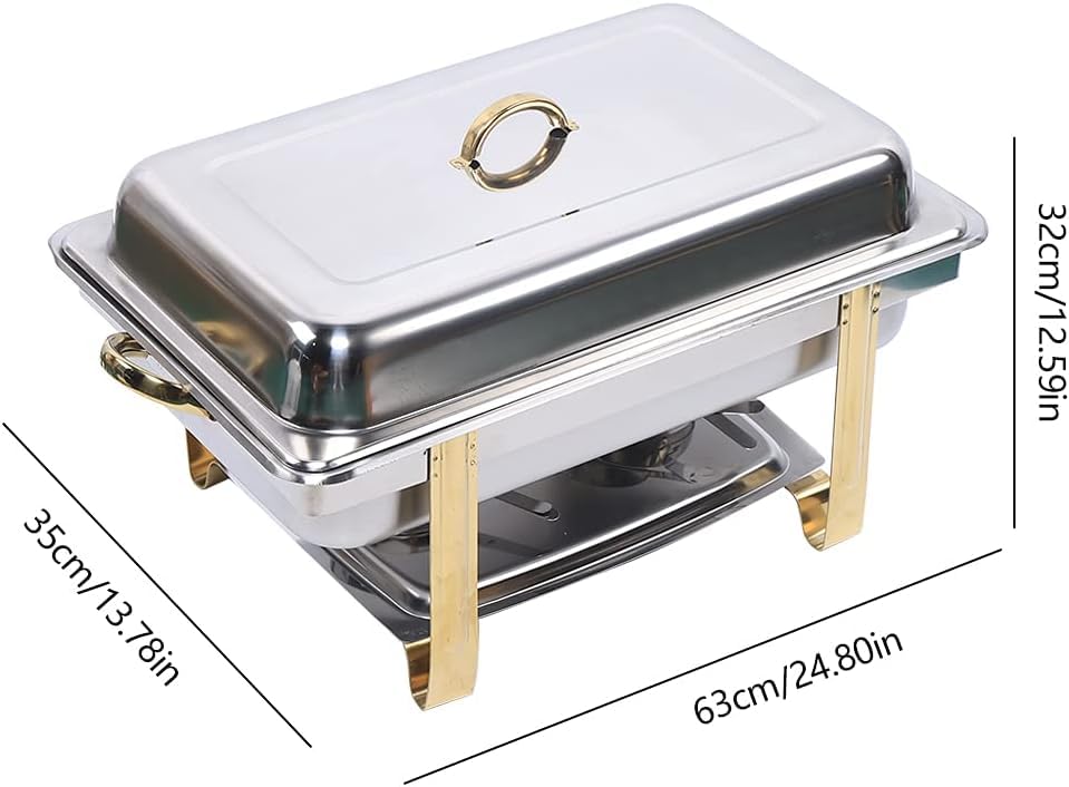 Single Pan Buffet Server, Chafing Dish Buffet Set, Portable Stainless Steel Food Warmer, Chafing Dish Set Perfect for Catering, Parties, Events and Holiday